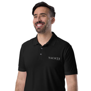 Yachts International Mens Black Performance Polo Shirt