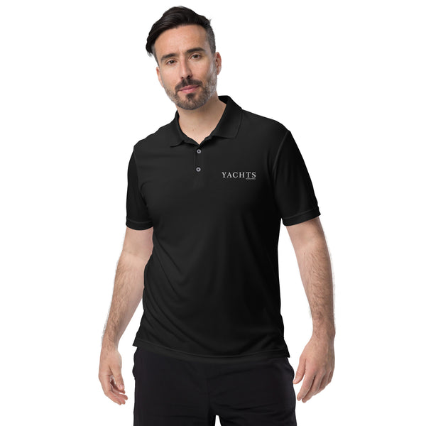 Yachts International Mens Black Performance Polo Shirt