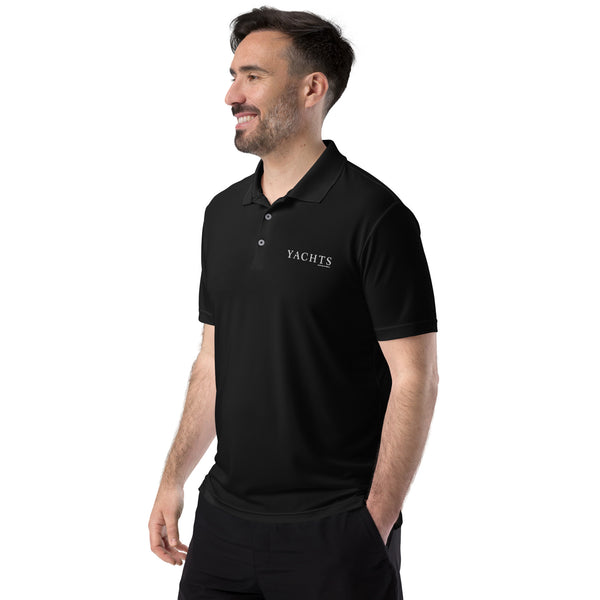 Yachts International Mens Black Performance Polo Shirt