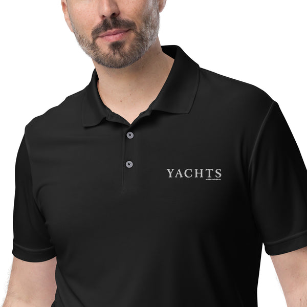 Yachts International Mens Black Performance Polo Shirt